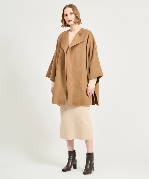 完売品　エストネーション 2025AWウールカシミヤ ベルトポンチョ　キャメル ESTNATION（エストネーション） ポンチョ ESTNATION / ウールカシミヤ