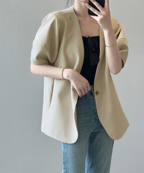 「Miniministore」 「yansoo」ノーカラージャケット FREE ブラック レディース_画像3