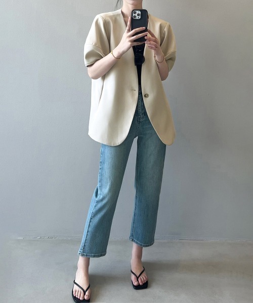 「Miniministore」 「yansoo」ノーカラージャケット FREE ブラック レディース_画像5