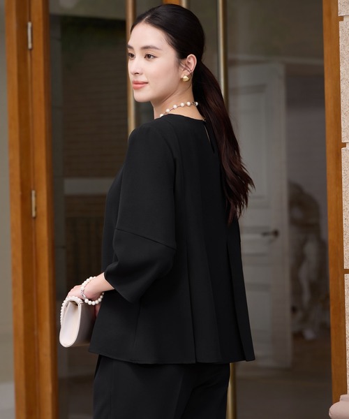 ペプラム、パンツスーツ、ストレッチ素材のパンツドレス 【ブラックSサイズ】 DRESS+（ドレスプラス） パンツドレス きれいめペプラムパンツ