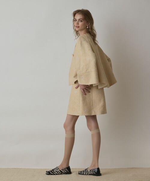 グレースコンチネンタル（GRACE CONTINENTAL）/サラサジャガードケープジャケット GRACE CONTINENTAL（グレースコンチネンタル） ジャケット ノーカラー