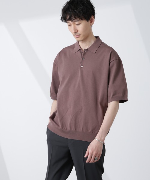 「NANO universe」 半袖ポロシャツ M ネイビー メンズ_画像2