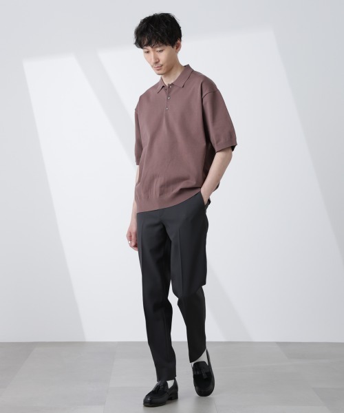 「NANO universe」 半袖ポロシャツ M ネイビー メンズ_画像8