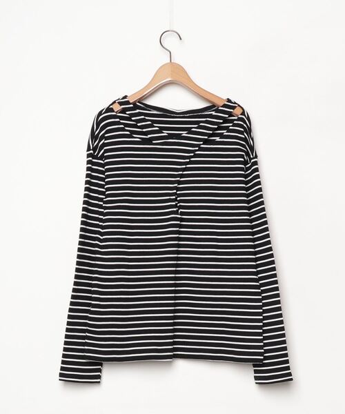 「LORO」 ボーダー柄長袖カットソー FREE ブラック レディース_画像2