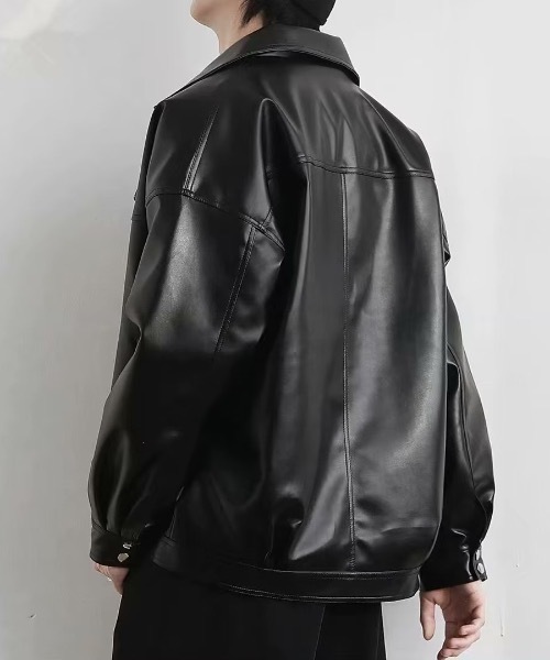 革ジャン ライダース PUビッグシルエットダブルライダースジャケット