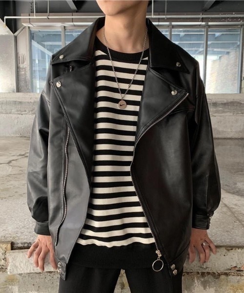 革ジャン ライダース PUビッグシルエットダブルライダースジャケット