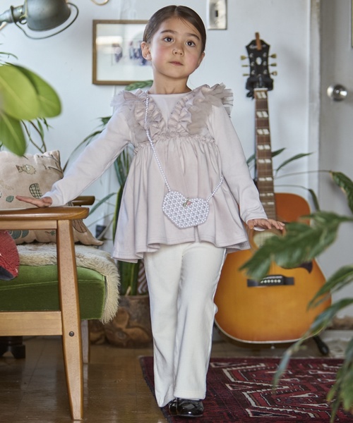 petit main チュニック 「リンク」ドッキングフリルチュニック キッズ