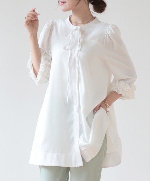 「O.S.K」 長袖ブラウス L ホワイト レディース_画像6