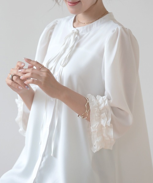 「O.S.K」 長袖ブラウス L ホワイト レディース_画像8