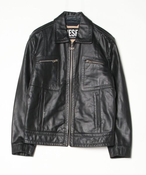 DIESEL（ディーゼル） レザーブルゾン SMALL ブラック メンズ