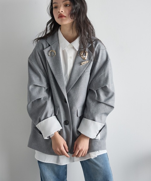 「THE YOn」 テーラードジャケット FREE グレー レディース_画像6