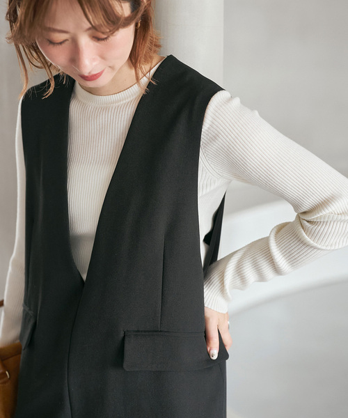 スピックアンドスパン　ウォッシャブル クルーネックリブニット WEB限定 / 追加》ウォッシャブル クルーネックリブニット（ニット