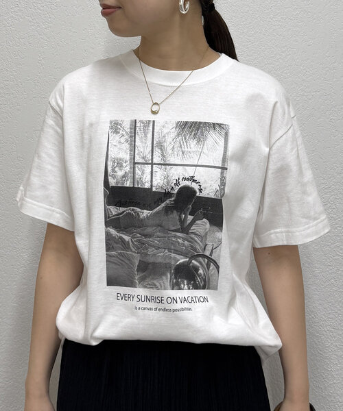 「LOUNGEDRESS」 半袖Tシャツ FREE チャコールグレー レディース_画像6