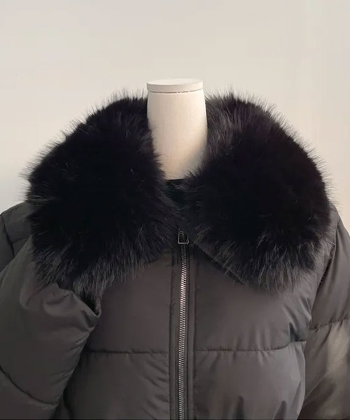 ダウンコート ダウンジャケット ファー付き ウエストシェイプ 中綿