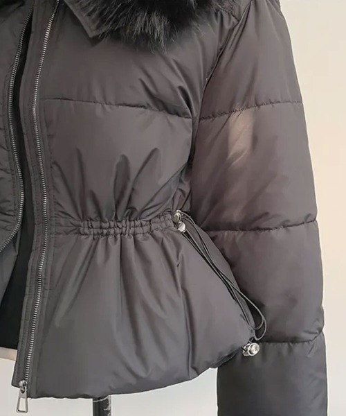 ダウンコート ダウンジャケット ファー付き ウエストシェイプ 中綿