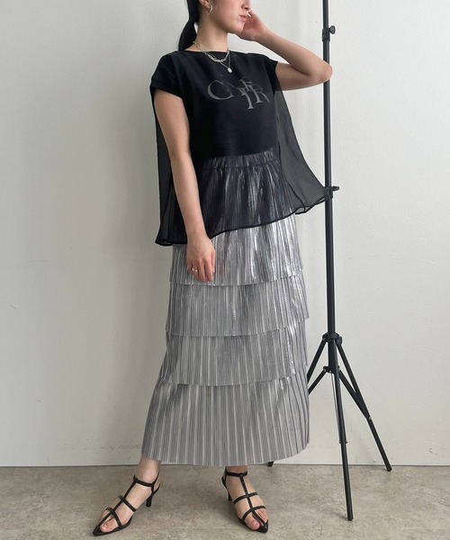 「LHELBIE」 半袖カットソー M ネイビー レディース_画像3