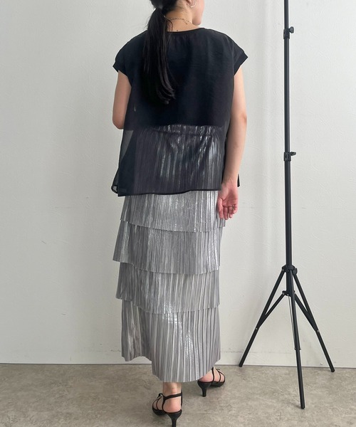 「LHELBIE」 半袖カットソー M ネイビー レディース_画像4