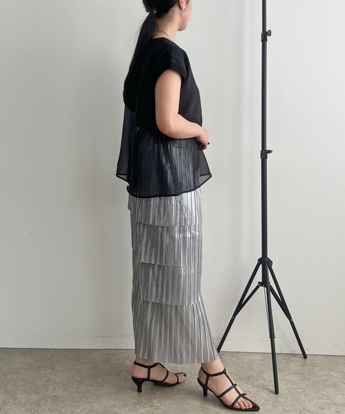 「LHELBIE」 半袖カットソー M ネイビー レディース_画像5