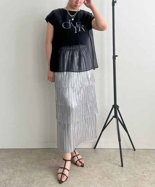「LHELBIE」 半袖カットソー M ネイビー レディース_画像6