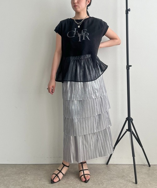 「LHELBIE」 半袖カットソー M ネイビー レディース_画像7