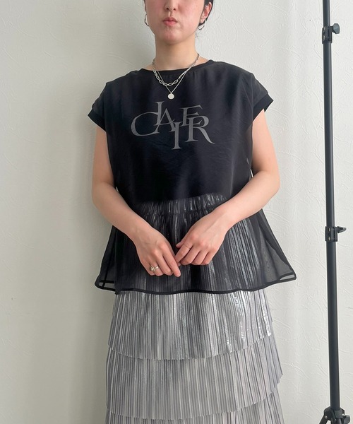 「LHELBIE」 半袖カットソー M ネイビー レディース_画像8