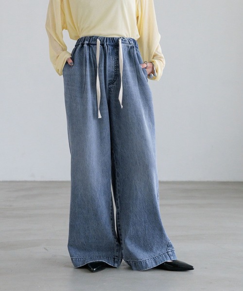 ワイドパンツ ジーンズ デニム デニムパンツ イージーバギーデニム　601067 レディースの画像