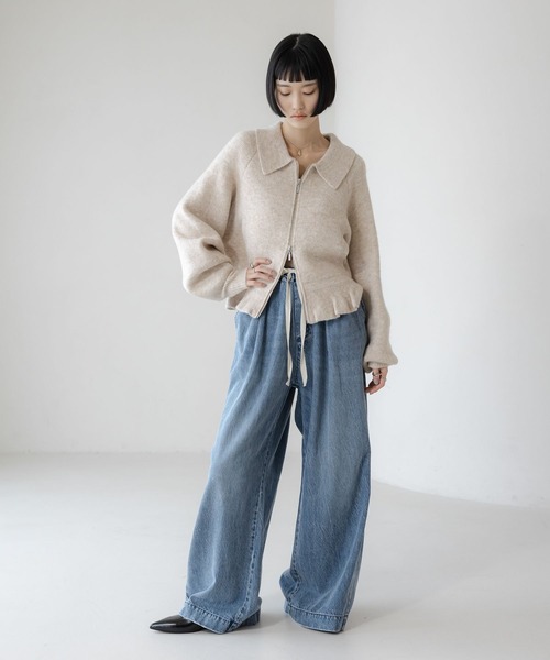 ワイドパンツ ジーンズ デニム デニムパンツ イージーバギーデニム　601067 レディースの画像
