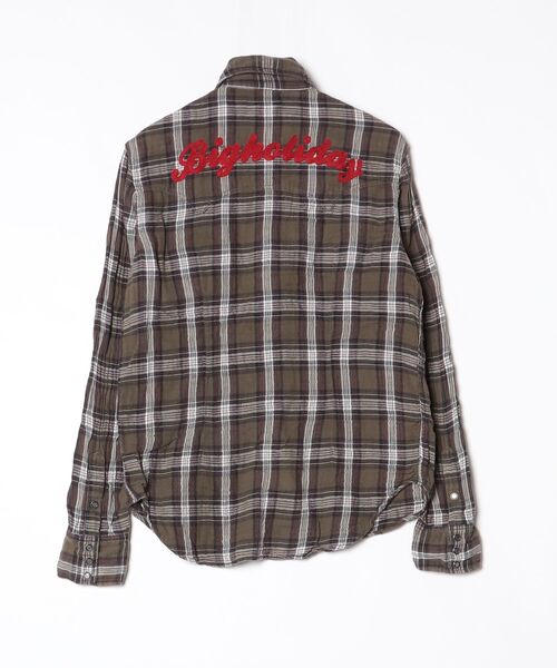 「TMT」 チェック柄長袖シャツ L グリーン メンズ_画像2