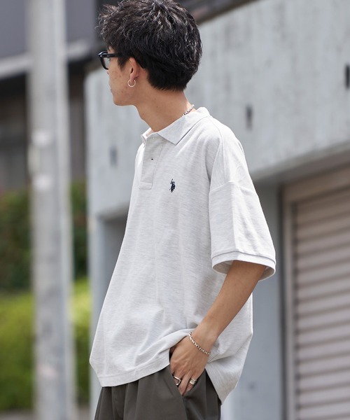 「U.S. POLO ASSN.」 半袖ポロシャツ LARGE ライトグレー メンズ_画像3