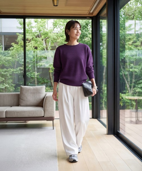 ニット セーター 「LUXE」カラーボーダーウールニット レディース 