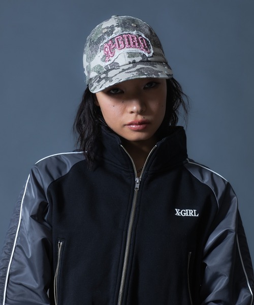 X-girl（エックスガール） トレーナー スウェット WOVEN MIX SWEAT ZIP