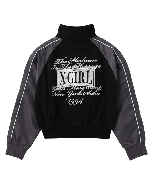 X-girl（エックスガール） トレーナー スウェット WOVEN MIX SWEAT ZIP