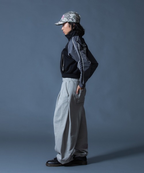 X-girl（エックスガール） トレーナー スウェット WOVEN MIX SWEAT ZIP