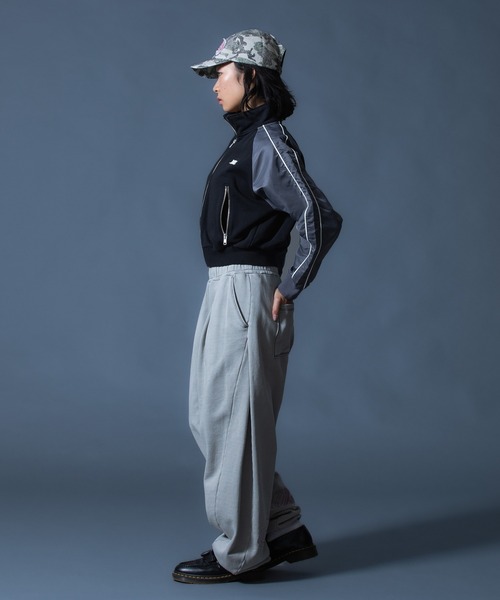 x-girl スウェット WOVEN MIX SWEAT ZIP UP TOP（スウェット）｜X-girl（エックスガール