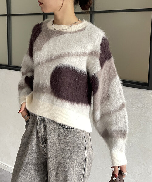 「Thevon」 長袖ニット FREE アイボリー レディース_画像2