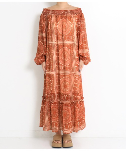 「anap mimpi」 長袖ワンピース FREE オレンジ レディース_画像4