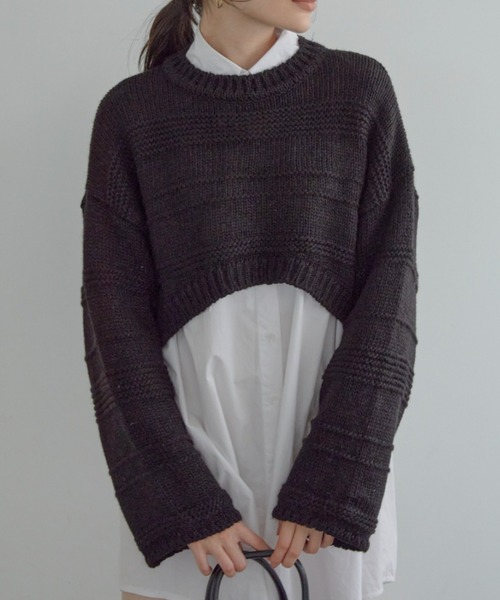 「ACYM」 長袖ニット FREE ブラック レディース_画像2