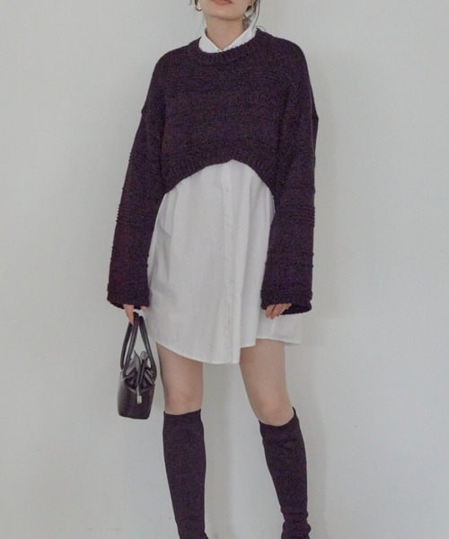 「ACYM」 長袖ニット FREE ブラック レディース_画像7