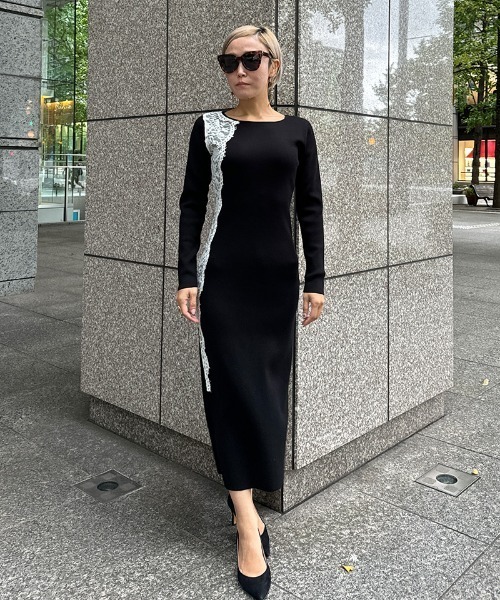 「JENNE」 ニットワンピース SMALL ブルー レディースの画像