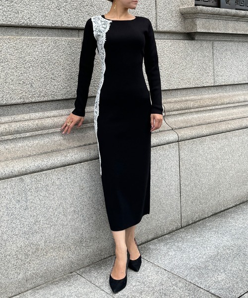 「JENNE」 ニットワンピース SMALL ブルー レディースの画像