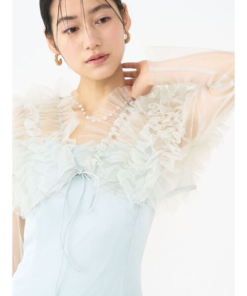 新品【LAGUNAMOON】☆*:.。. パフスリーブ ボレロ ドレス。.:*☆ LAGUNAMOON（ラグナムーン） ドレス LADYチュールボレロキャミ