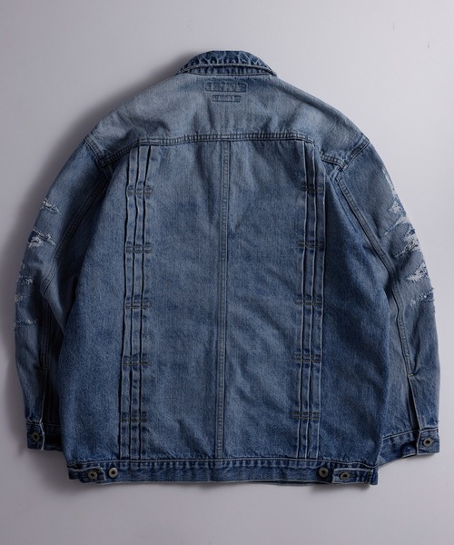 デニムジャケット gジャン FDMTL/ファンダメンタル/PLEATS DENIM JACKET 10YR　WASH メンズ レディースの画像
