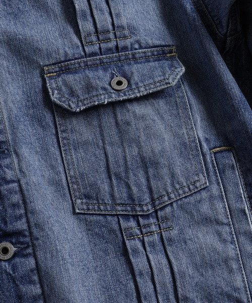 デニムジャケット gジャン FDMTL/ファンダメンタル/PLEATS DENIM JACKET 10YR　WASH メンズ レディースの画像