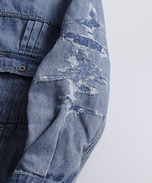 デニムジャケット gジャン FDMTL/ファンダメンタル/PLEATS DENIM JACKET 10YR　WASH メンズ レディースの画像