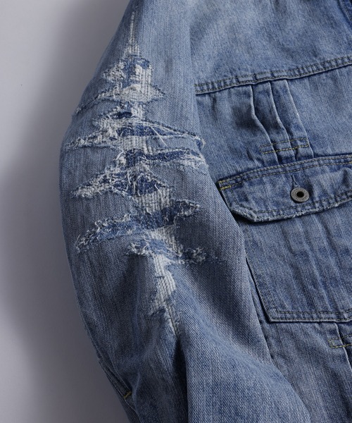 デニムジャケット gジャン FDMTL/ファンダメンタル/PLEATS DENIM JACKET 10YR　WASH メンズ レディースの画像