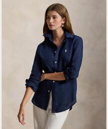 【美品】Polo Ralph Lauren リネン　シャツ ネイビー　XS POLO RALPH LAUREN（ポロ・ラルフローレン） リネンシャツ ラルフ