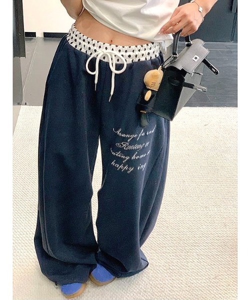 SHEENA（シーナ） ワイドパンツ スウェットパンツ ジャージ 「裾ドロー