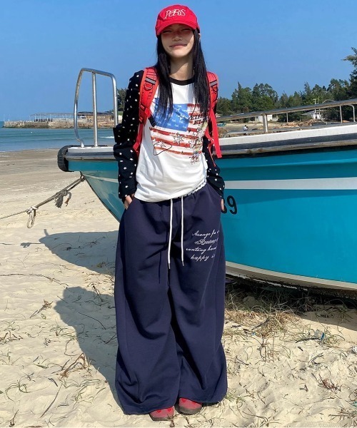 SHEENA（シーナ） ワイドパンツ スウェットパンツ ジャージ 「裾ドロー
