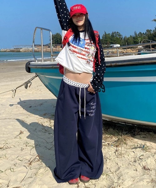 SHEENA（シーナ） ワイドパンツ スウェットパンツ ジャージ 「裾ドロー