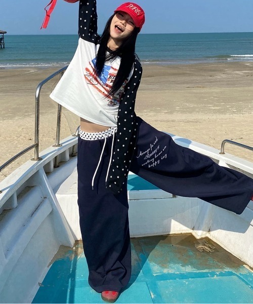 SHEENA（シーナ） ワイドパンツ スウェットパンツ ジャージ 「裾ドロー